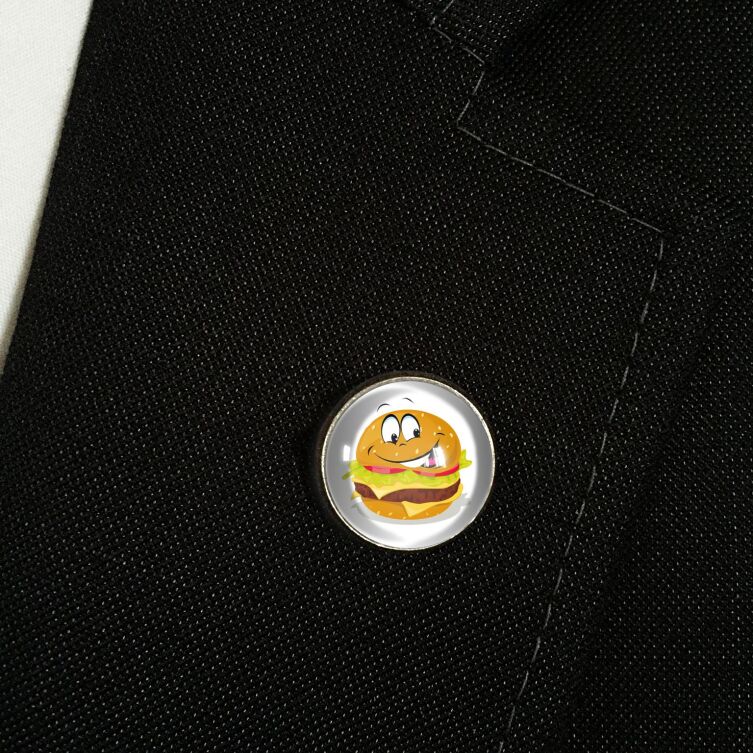 Lapel-pin fast food hamburger