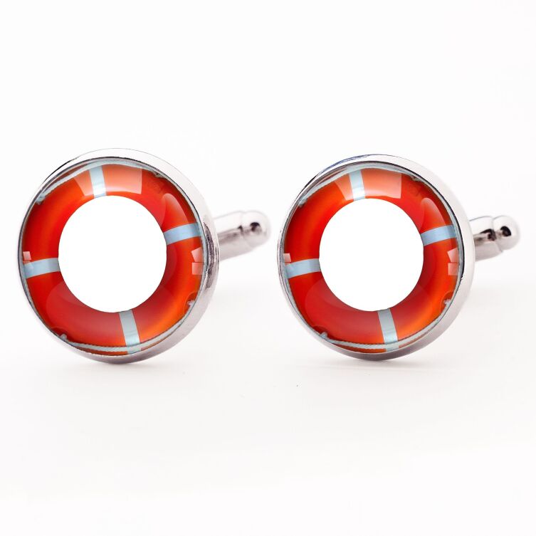 Boutons de manchette Bouée de sauvetage rouge