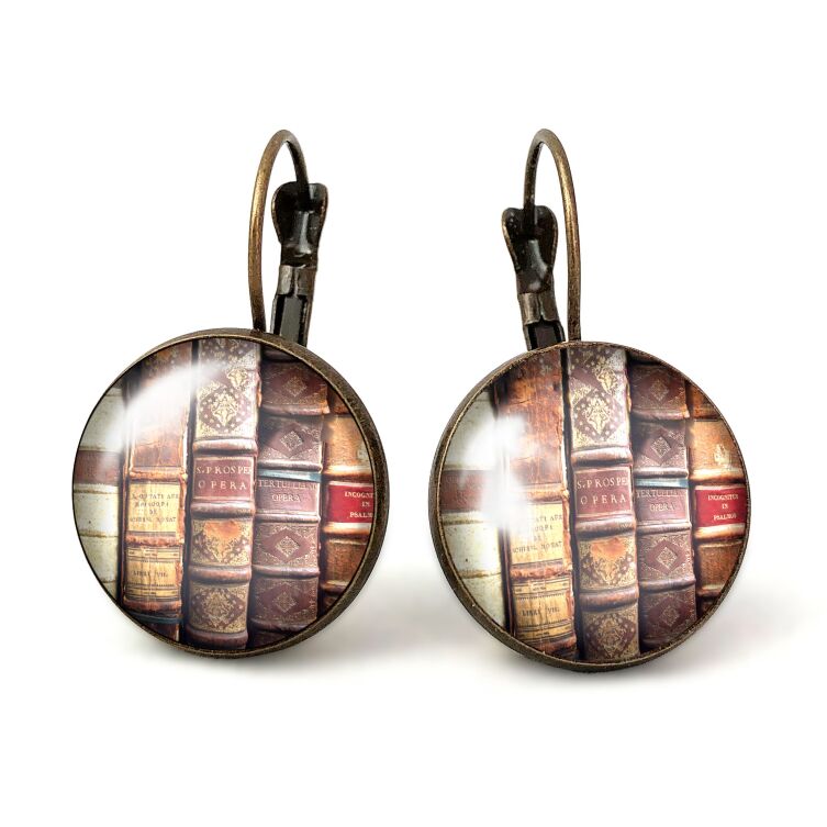 Big bookworm earrings library
