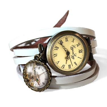 Bracelet montre en cuir steampunk drage