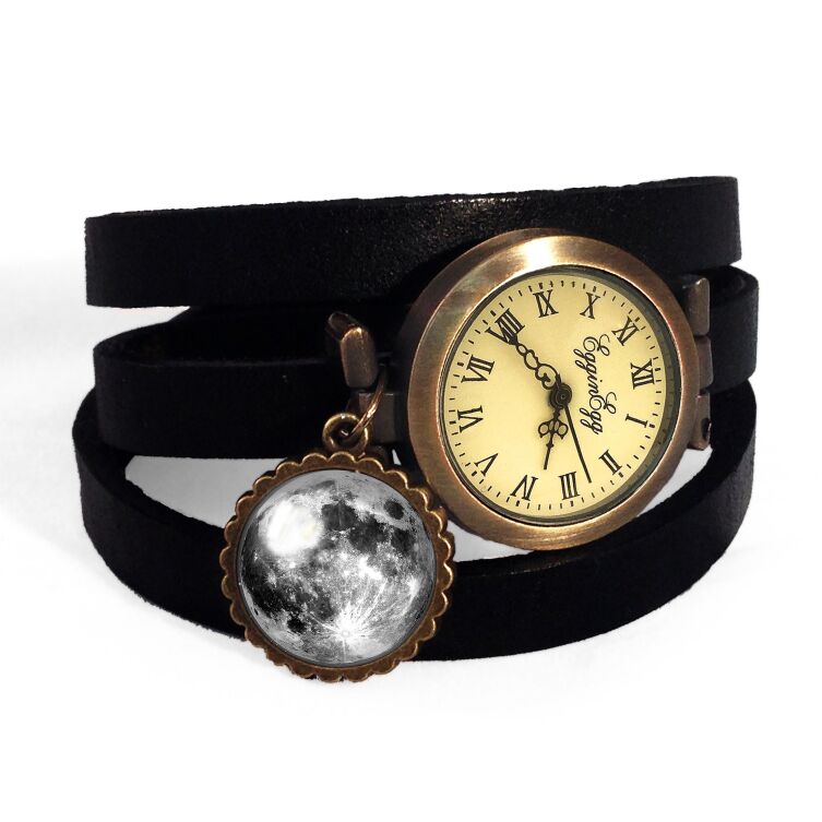 Wickeluhr Mond Echtleder