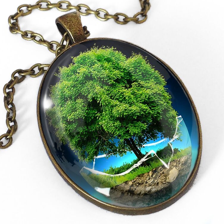 Oval halskjede natur