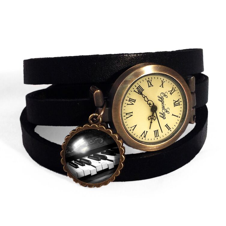 Bracelet montre en cuir piano