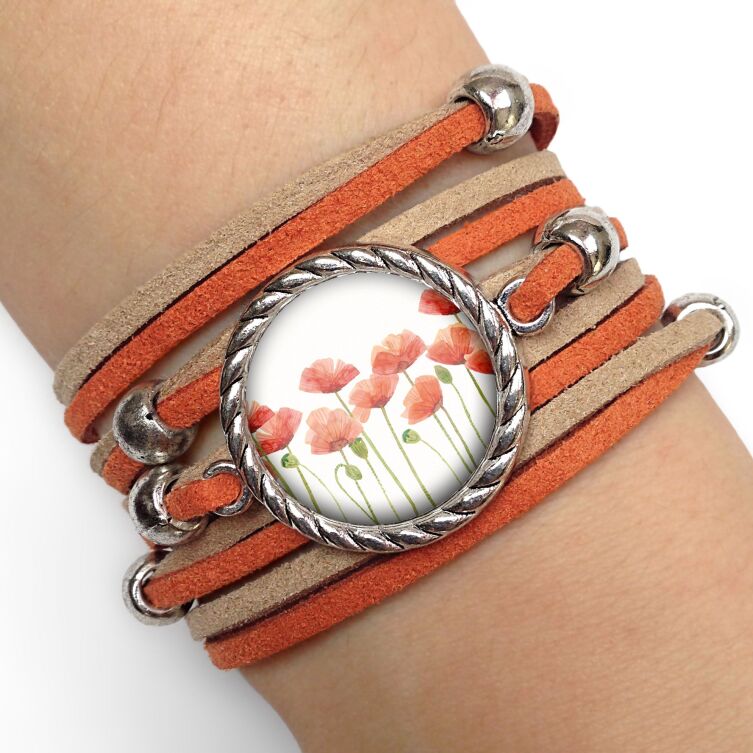 Pulseira feminina papoilas