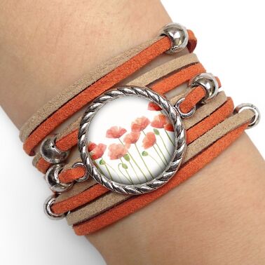 Pulseira feminina papoilas