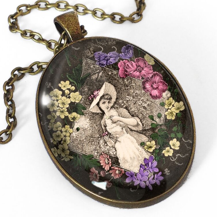 das Retro Mädchen große ovale Kette