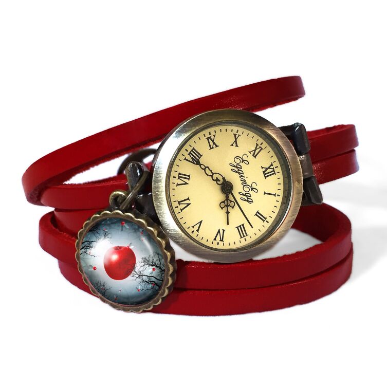 Leather watch bracelet forbidden fruit