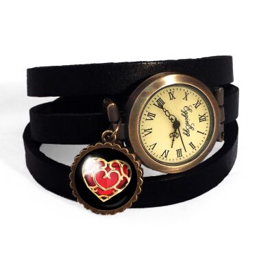 Bracelet montre en cuir cœur