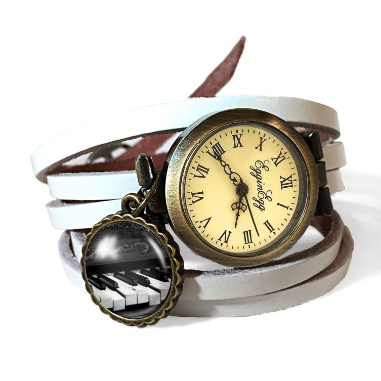 Reloj pulsera de cuero – piano