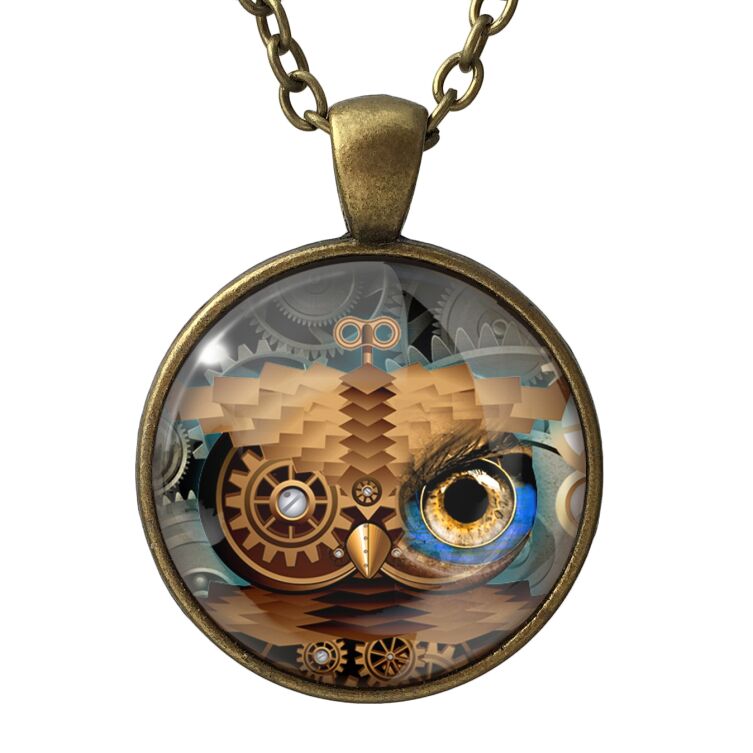 Pendentif chouette steampunk