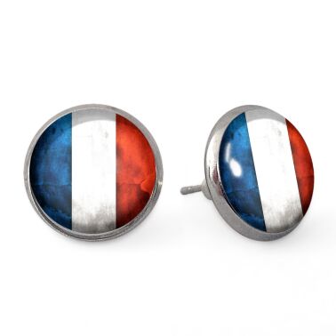 Pendientes de botón bandera francesa