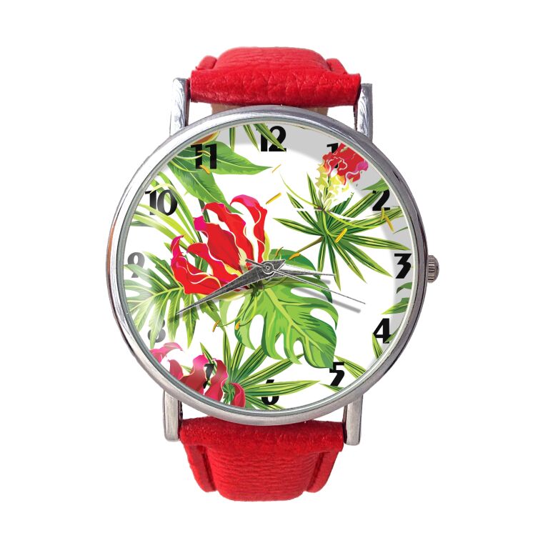 Unique montre fleurs tropicales