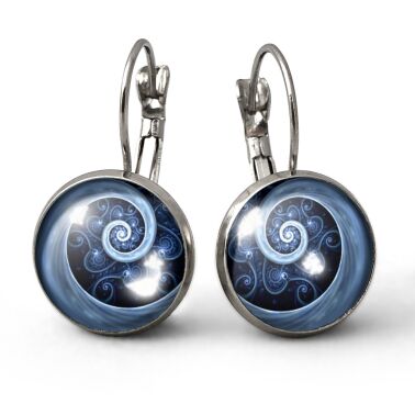 Boucles d'oreilles spirale bleue