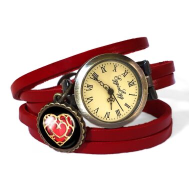 Bracelet montre en cuir cœur