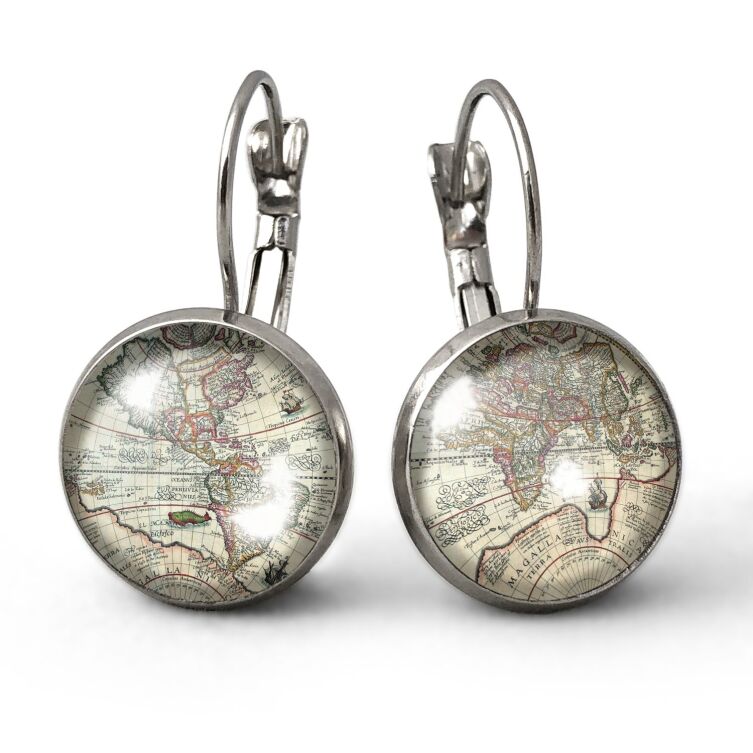Boucles d'oreilles carte du monde