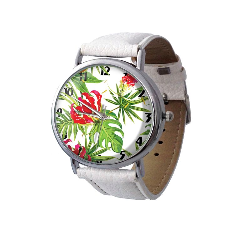 Unique montre fleurs tropicales