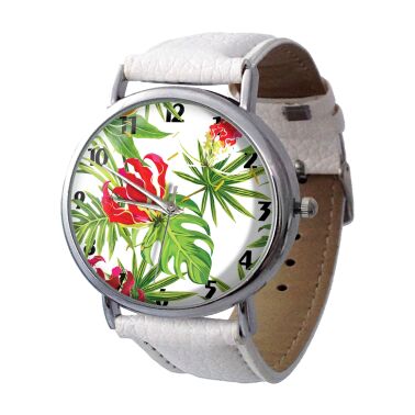 Unique montre fleurs tropicales