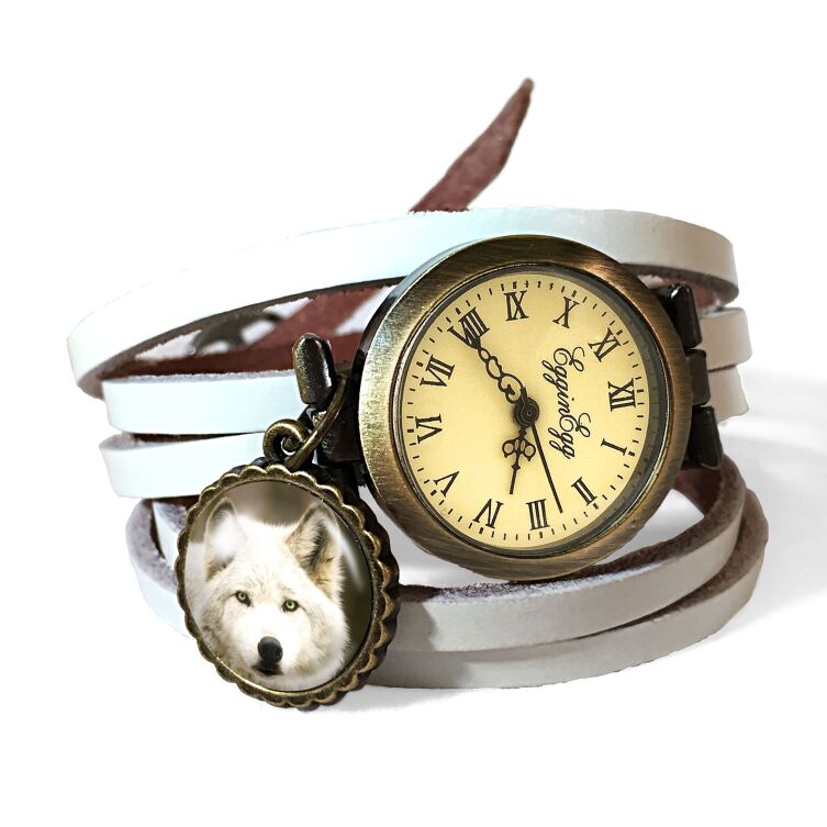Bracelet montre en cuir Loup