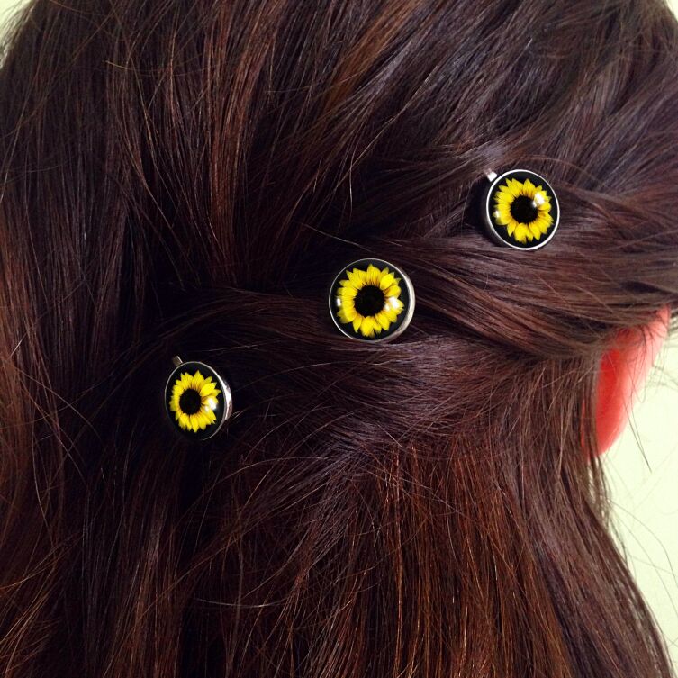 épingles à cheveux tournesols - 3 pièces