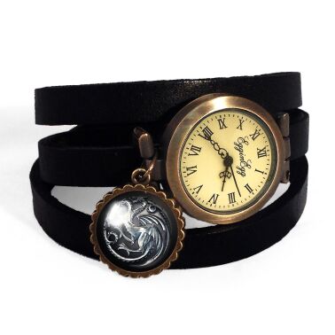 Bracelet montre en cuir dragons