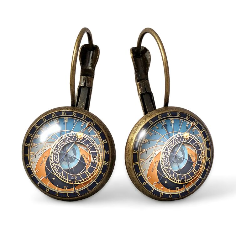 Boucles d'oreilles horloge de Prague
