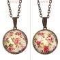 Pendentif à double face roses rétro - 3
