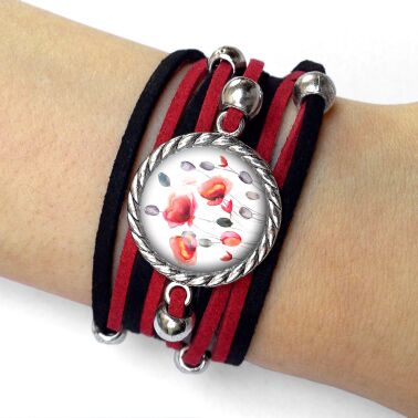 Pulseira feminina papoilas