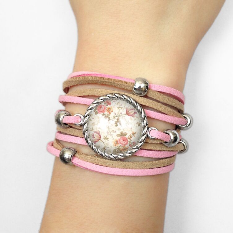 Pulsera para mujer rosas retro