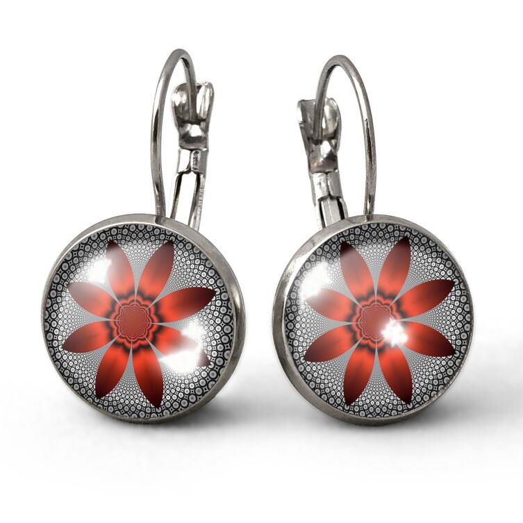 Boucles d'oreilles fleurs rouges