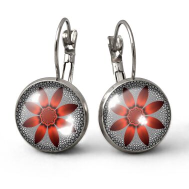 Boucles d'oreilles fleurs rouges