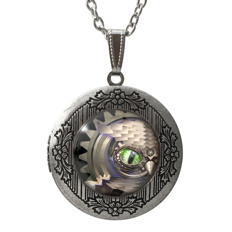 Medailon steampunk sova