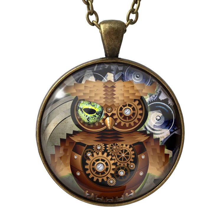 Grande medaglione gufo di steampunk