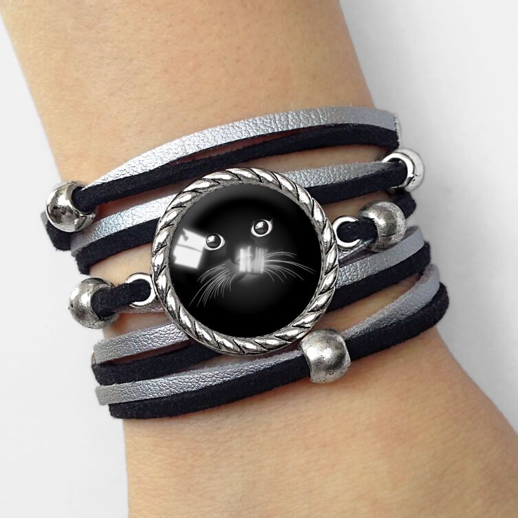 Frauen armband schwarze Katze