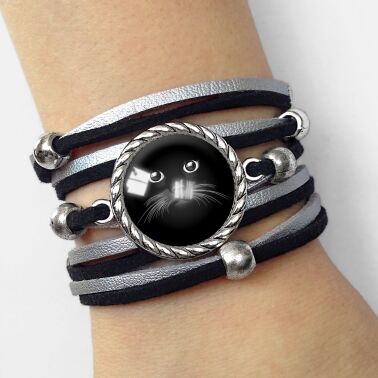 Frauen armband schwarze Katze